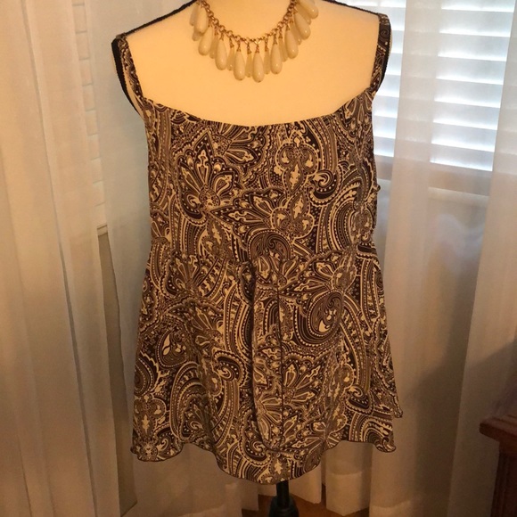 Paisley Tank Top in Brown and White! Size L - Picture 2 of 6